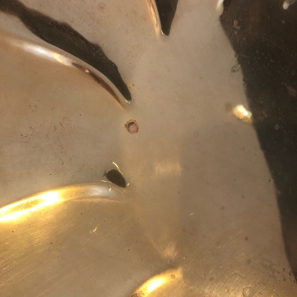 Scalloped solid brass bowl floral like decor; large 14” by 2.5” India import VTG - Picture 5 of 9